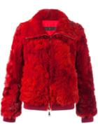 Drome Zip Up Jacket, Women's, Size: Small, Red, Leather/polyamide/spandex/elastane/lamb Fur