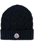 Moncler Kids Cable Knit Beanie, Boy's, Size: 48 Cm, Blue