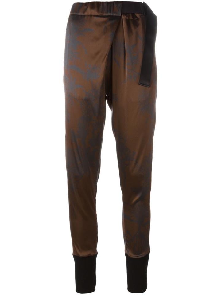 Ann Demeulemeester Floral Print Tapered Trousers, Women's, Size: 38, Brown, Silk/spandex/elastane/cotton/rayon