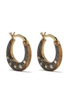 Hunrod 18kt Yellow Gold Diamond Small Hoops - Bronze