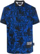 Versace Jeans Couture Baroque Logo Print Polo Shirt - Blue