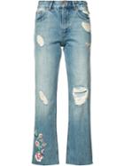 Anine Bing - Distressed Cropped Jeans - Women - Cotton - 27, Women's, Blue, Cotton