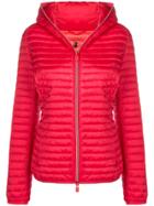 Save The Duck Hooded Padded Jacket - Red