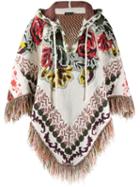 Etro Floral Fringed Poncho - Neutrals