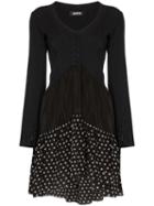 Rockins Cabbage Printed-panel Mini-dress - Black