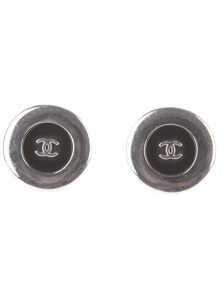 Chanel Vintage Logo Clip On Earrings