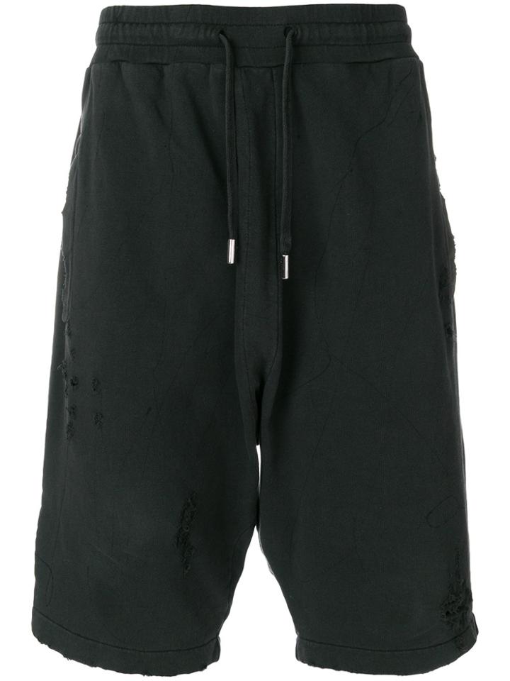 Overcome Drop-crotch Track Shorts - Black
