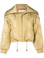 See By Chloé Quilted Satin Bomber Jacket - Yellow & Orange