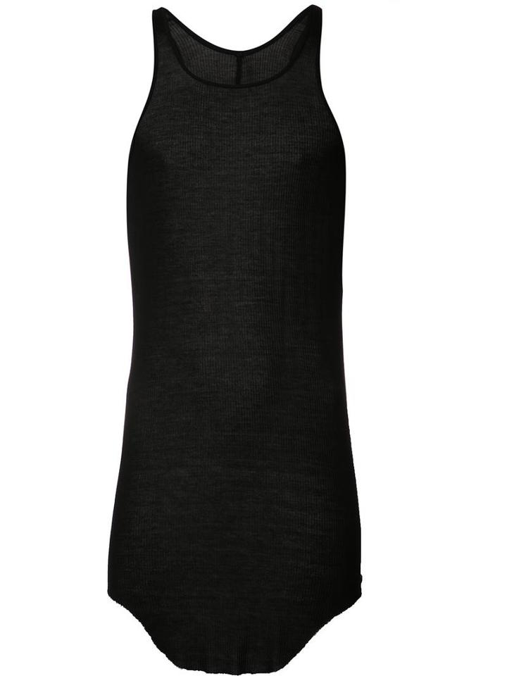 Rick Owens Curved Hem Tank Top, Men's, Size: Xs, Black, Viscose/silk