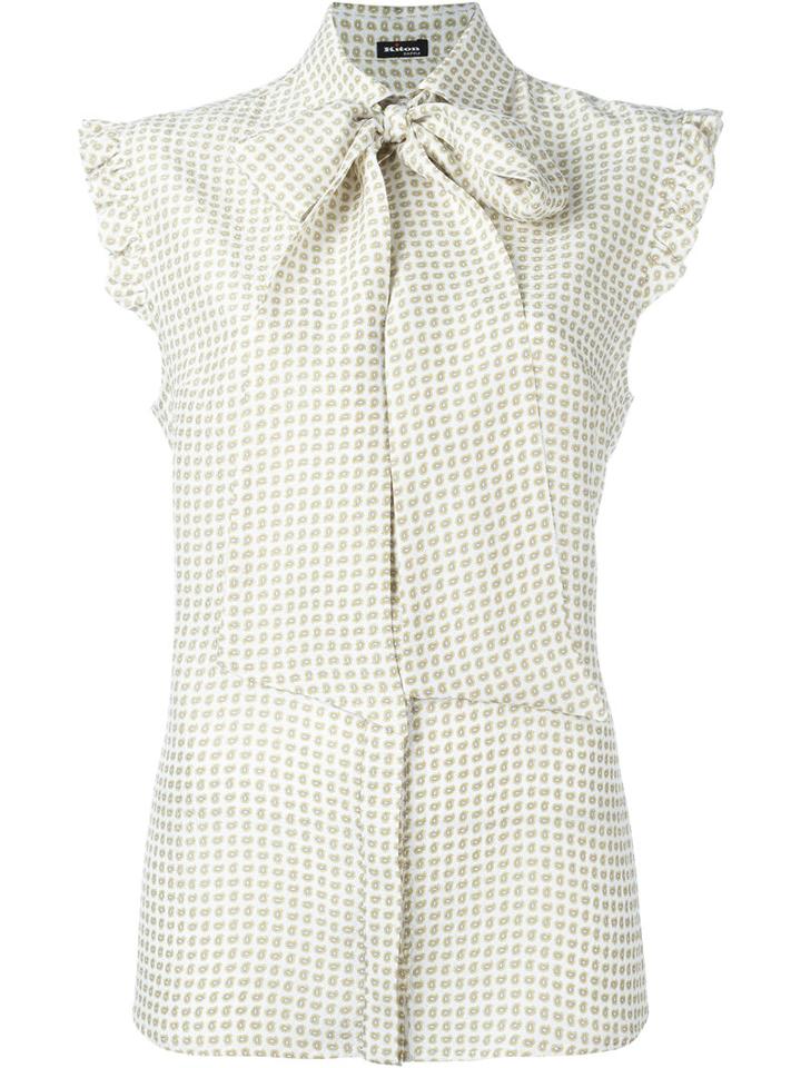 Kiton Printed Sleeveless Shirt, Women's, Size: 42, Yellow/orange, Silk