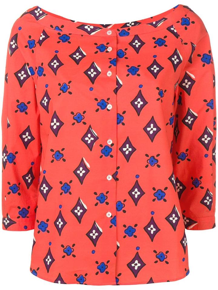 Aspesi Floral Diamond Print Blouse - Orange