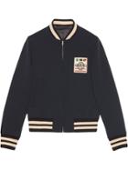 Gucci Logo Patch Bomber Jacket - Blue