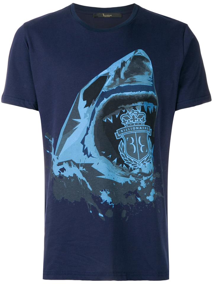Billionaire Shark Print T-shirt - Blue