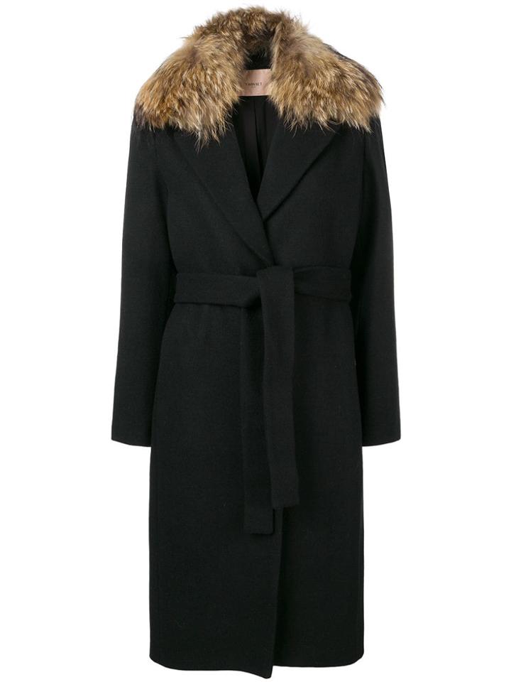 Twin-set Midi Belted Coat - Black