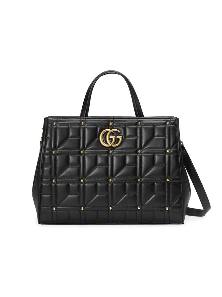 Gucci Gg Marmont Matelassé Top Handle Bag - Black