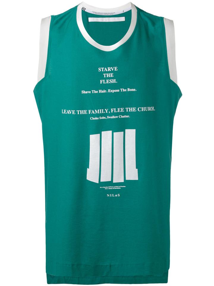 Julius Lettering Print Sleeveless T-shirt - Green