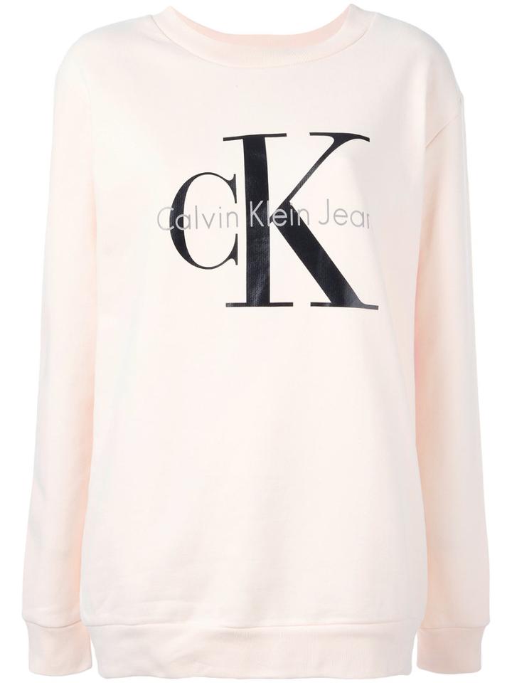 Calvin Klein Jeans Logo Print Sweatshirt, Women's, Size: Large, Pink/purple, Cotton