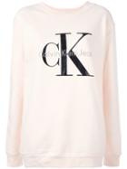 Calvin Klein Jeans Logo Print Sweatshirt, Women's, Size: Large, Pink/purple, Cotton