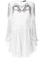 Wandering Embellished Flared Mini Dress - White