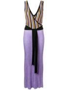 Just Cavalli Striped Knit Long Dress - Purple