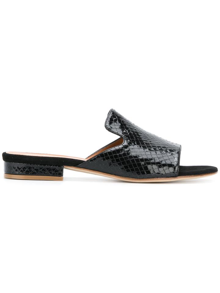 Via Roma 15 Textured Mules - Black