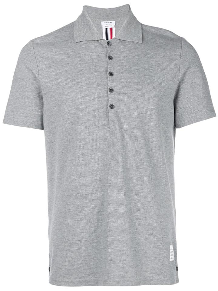 Thom Browne Center-back Stripe Piqué Polo - Grey