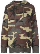 R13 Camouflage Pattern Knitted Hoodie - Green