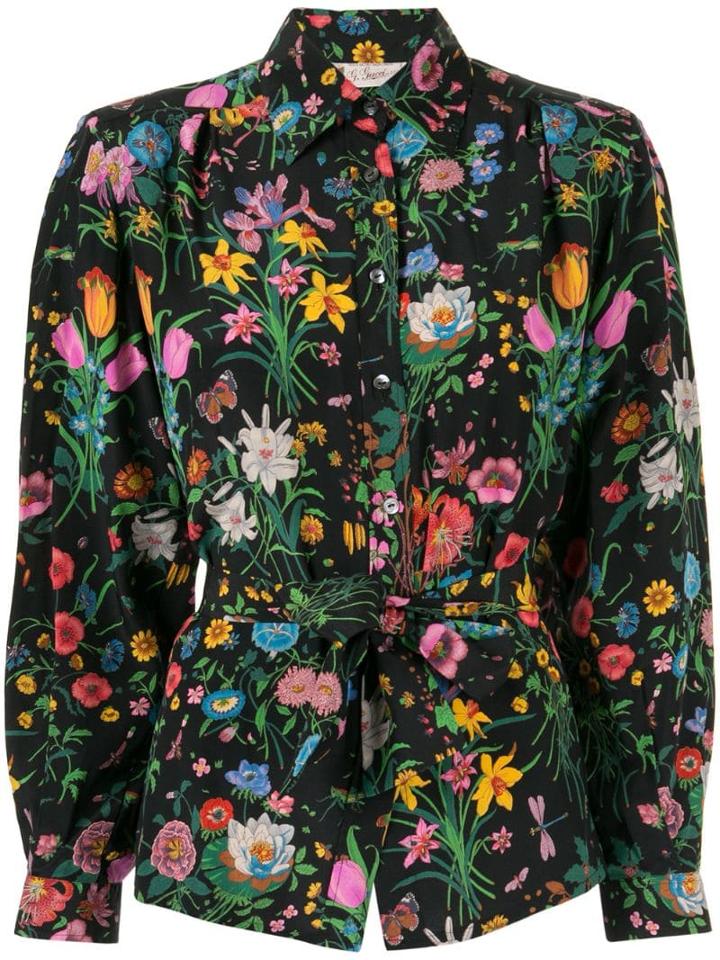 Gucci Pre-owned Floral Belted Shirt - Multicolour