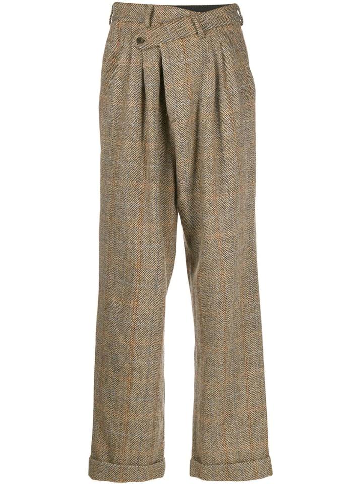 R13 Herringbone Checked Trousers - Brown