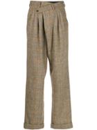 R13 Herringbone Checked Trousers - Brown