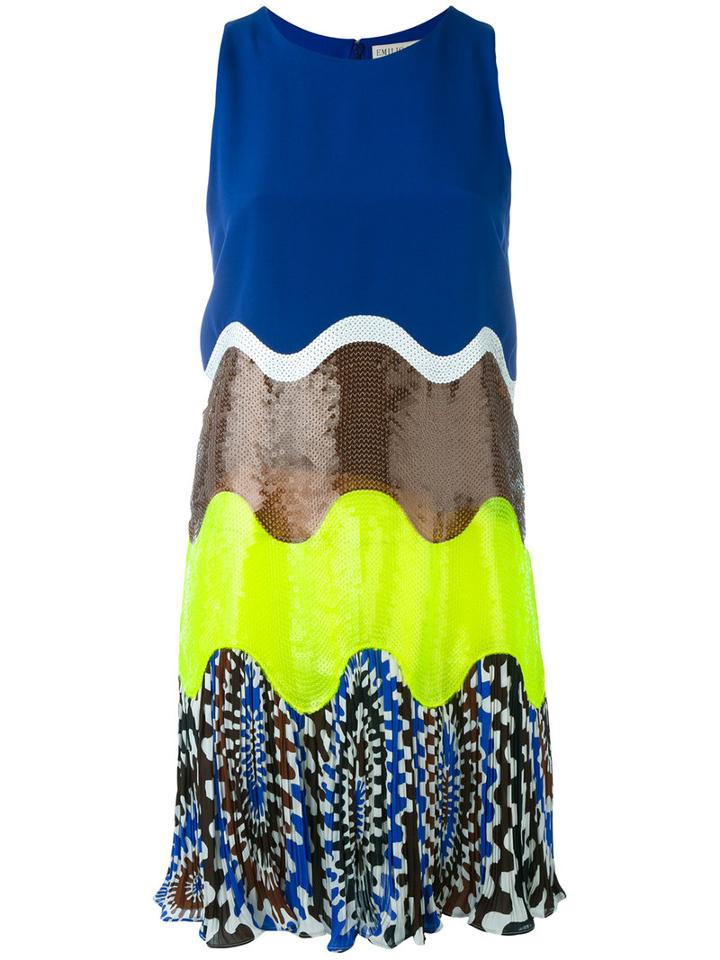 Emilio Pucci - Wave Colour Blocked Dress - Women - Silk - 42, Blue, Silk