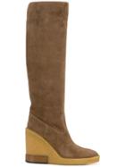 Tod's Wedge High Boots - Nude & Neutrals