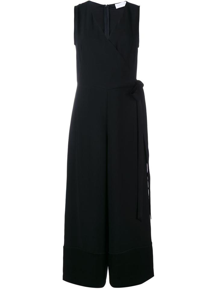 Osman Sleeveless Crepe Jumpsuit With Fabric Belt, Women's, Size: 14, Black, Polyester/triacetate/acetate/viscose