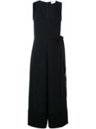 Osman Sleeveless Crepe Jumpsuit With Fabric Belt, Women's, Size: 14, Black, Polyester/triacetate/acetate/viscose