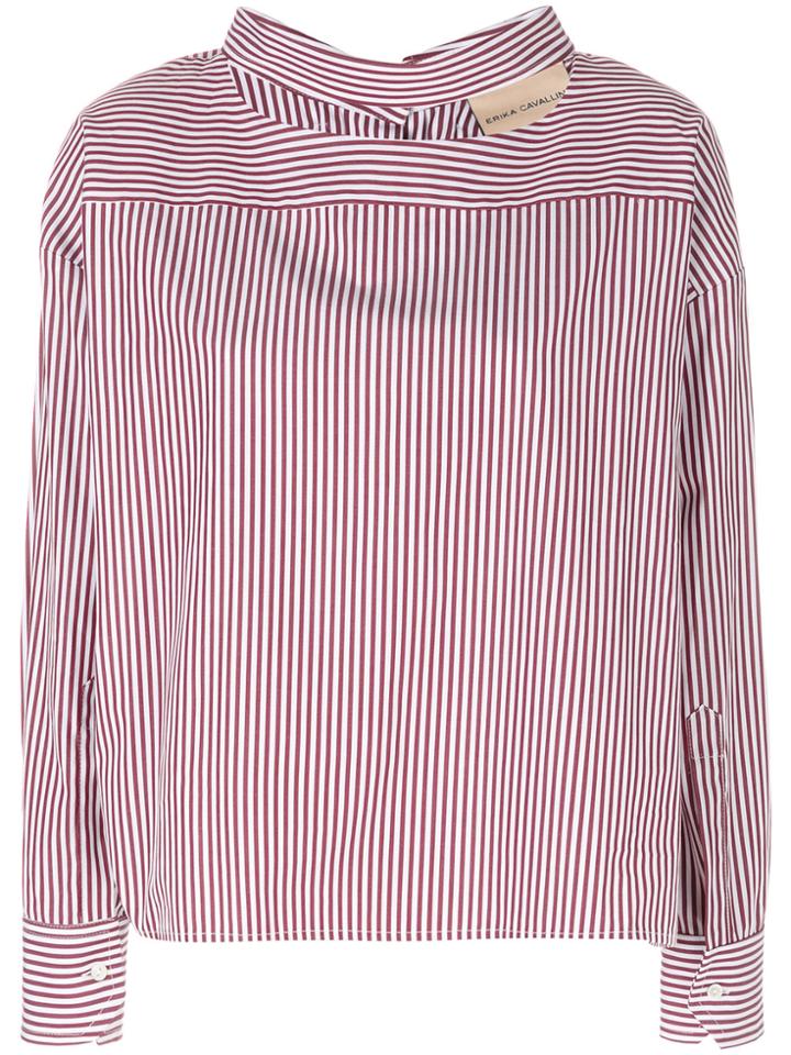 Erika Cavallini Bow Detail Striped Shirt - Red