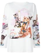 Mm6 Maison Margiela Floral Print Sweatshirt, Women's, Size: Xs, White, Cotton