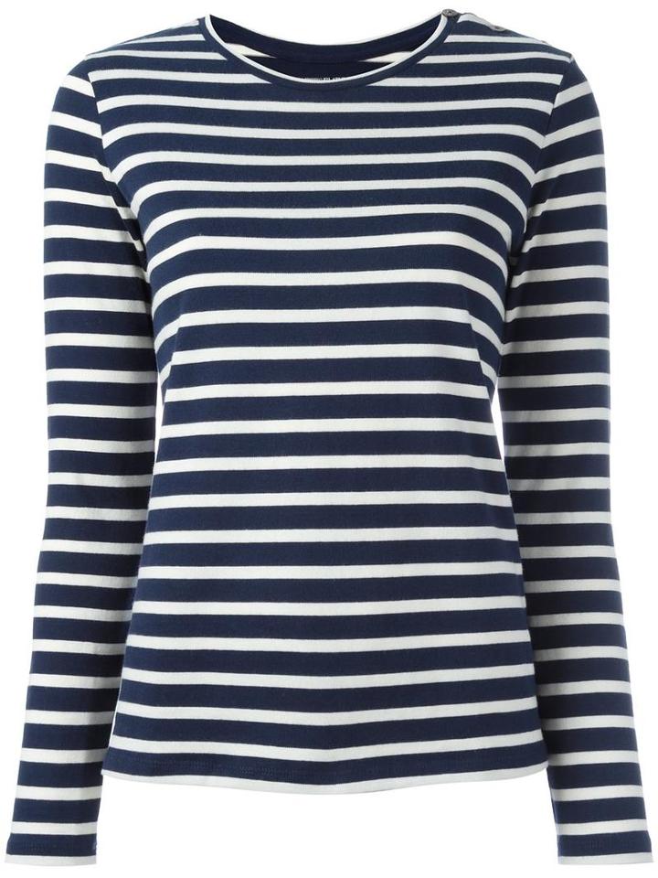 Majestic Filatures Striped Longsleeved T-shirt, Women's, Size: 2, Blue, Cotton