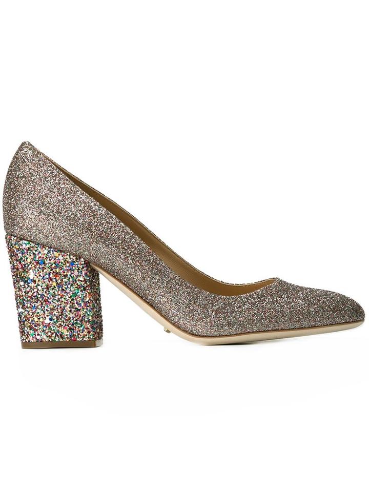 Sergio Rossi Mid Heel Glitter Pumps