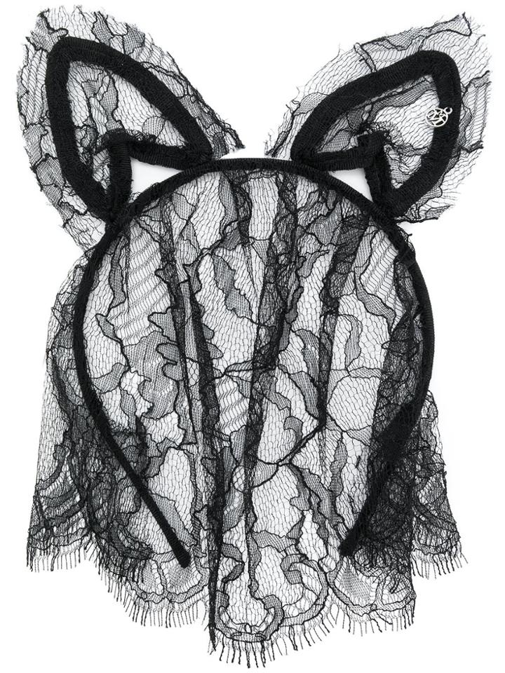 Maison Michel Lace Ears Hair Band - Black