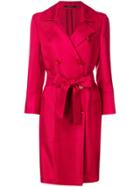 Tagliatore Belted Trench Coat - Red