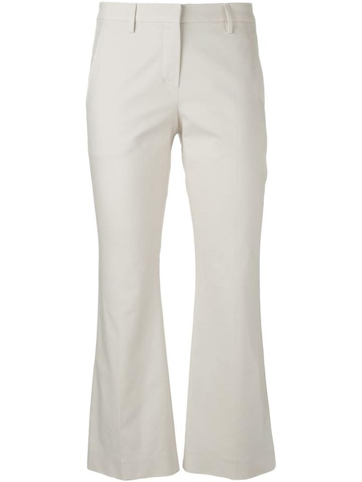 Brunello Cucinelli Flared Cropped Trousers, Women's, Size: 42, Nude/neutrals, Cotton/spandex/elastane
