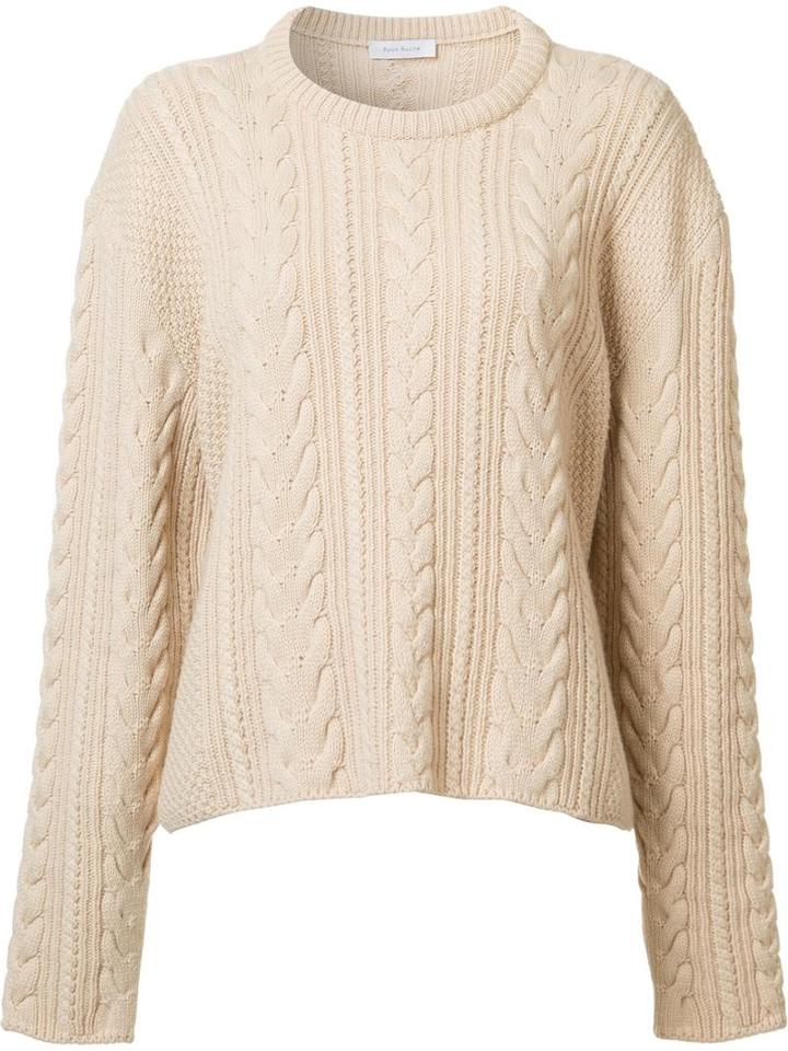 Ryan Roche Cable Knit Cropped Jumper, Women's, Size: Small, Nude/neutrals, Cashmere