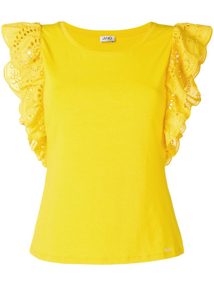 Liu Jo Embroidered Sleeves T-shirt A - Yellow & Orange