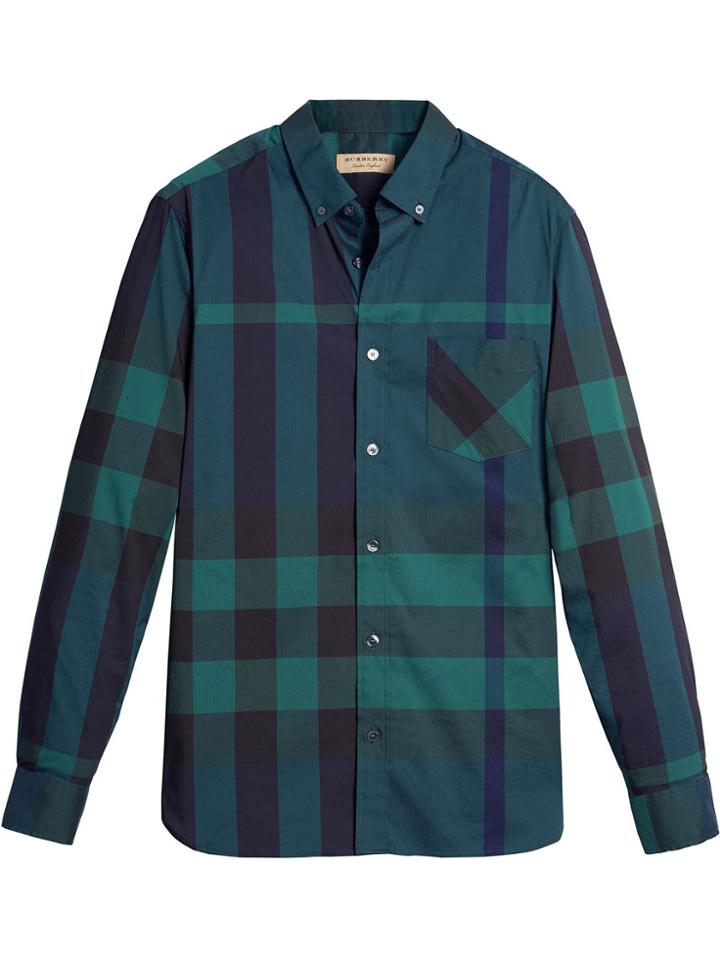 Burberry Button-down Stretch Shirt - Green