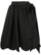 Valentino Scalloped Wrap Front Skirt - Black