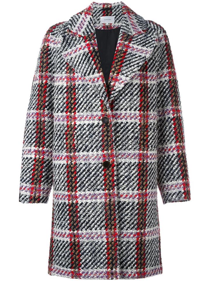 Carven Plaid Single Breasted Coat