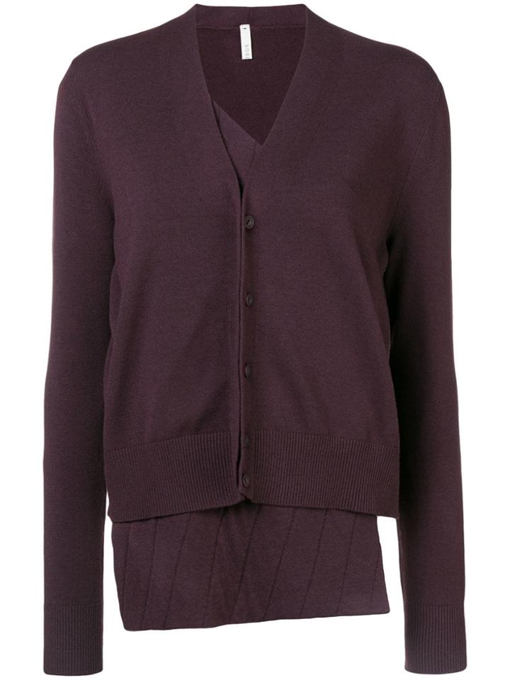 Boboutic Asymmetric V-neck Cardigan - Pink & Purple