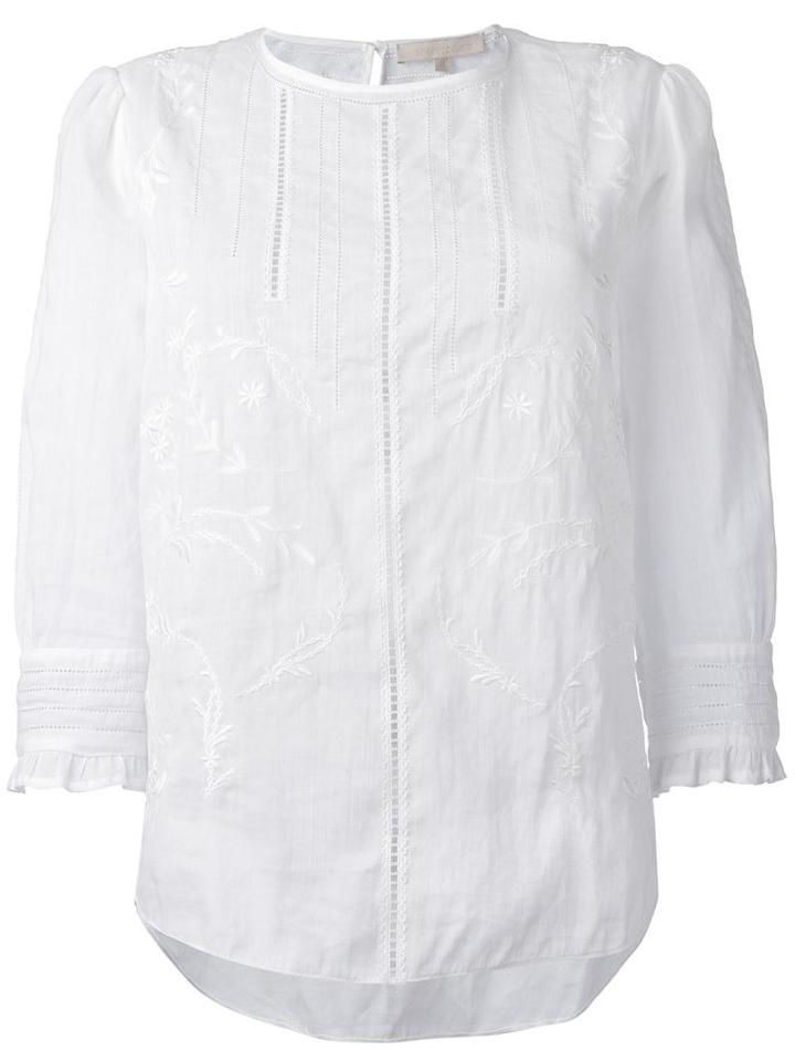 Vanessa Bruno Embroidered Details Blouse, Women's, Size: 40, White, Ramie/cotton/polyester