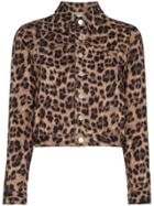 Miaou Lex Leopard Print Cropped Cotton Blend Jacket - Brown