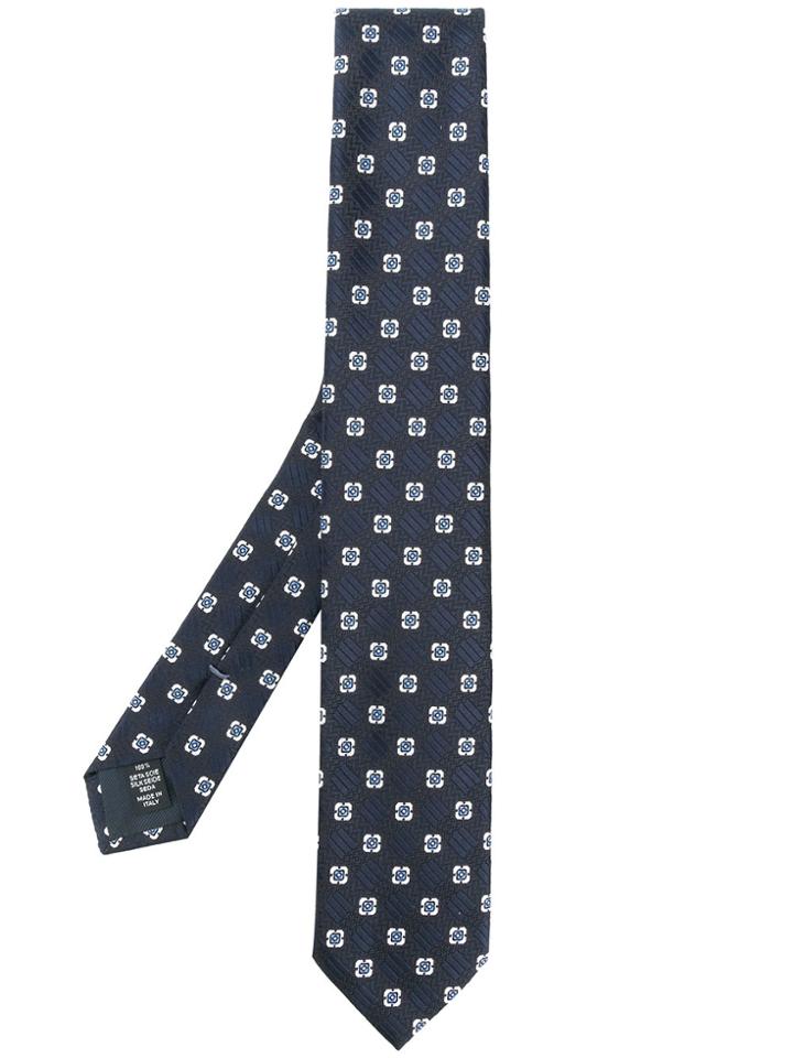 Ermenegildo Zegna Embroidered Woven Tie - Black